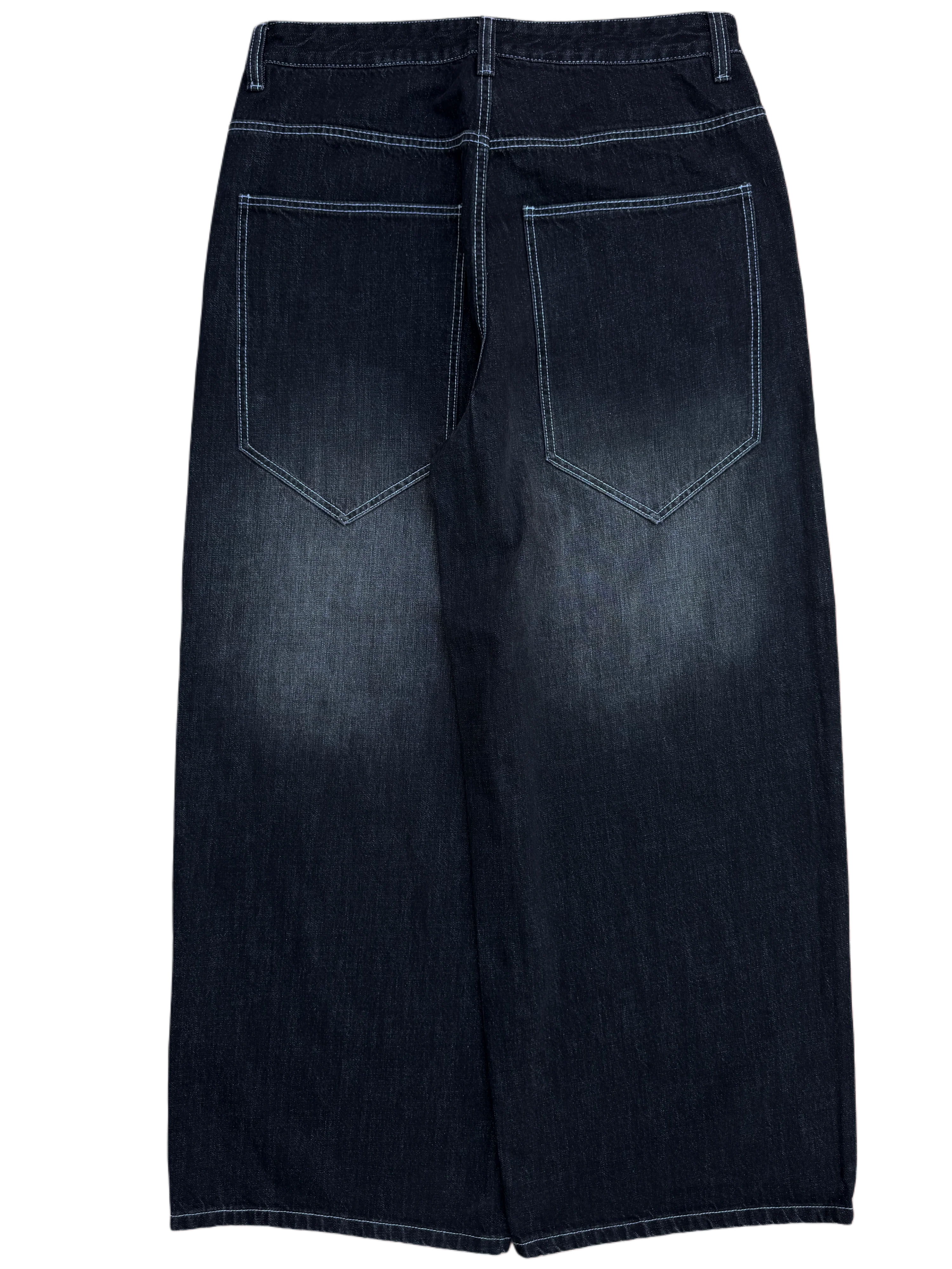 Black Washed Wide Leg Blank Stud Jeans v2