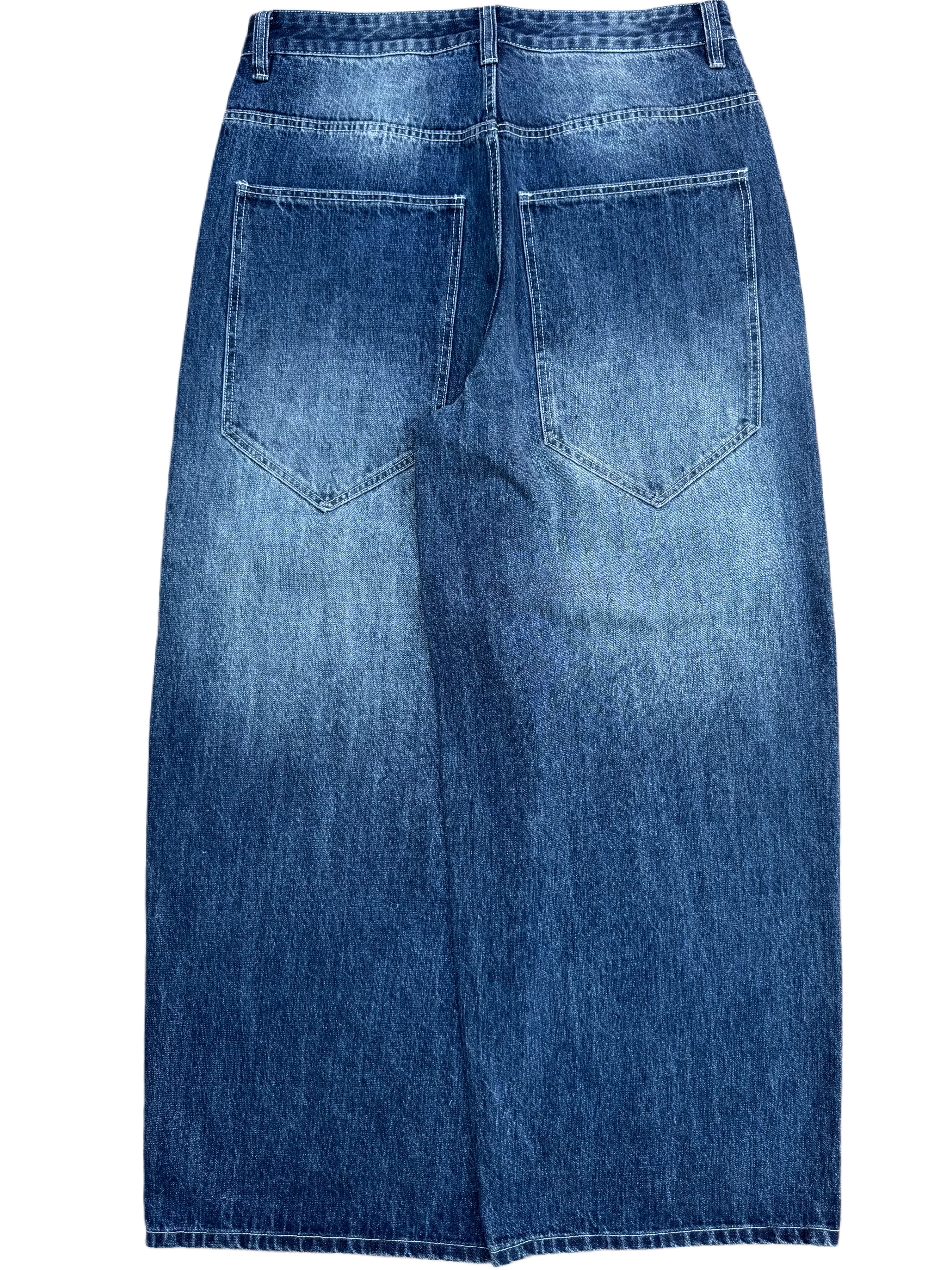 Blue Washed Wide Leg Blank Stud Jeans v2