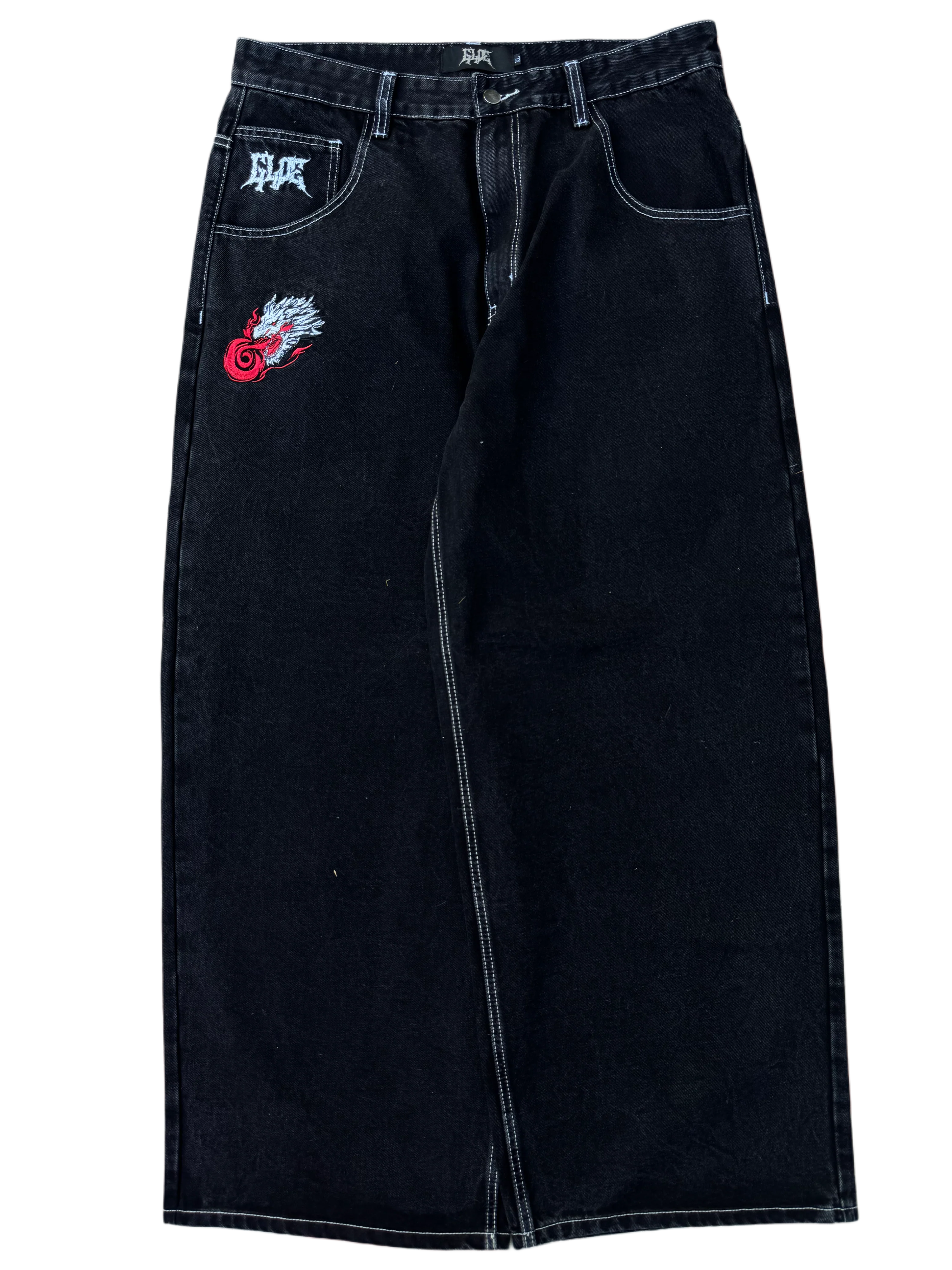 OG Black Wide Leg GLOE Dragon Jeans V1 - Image 2